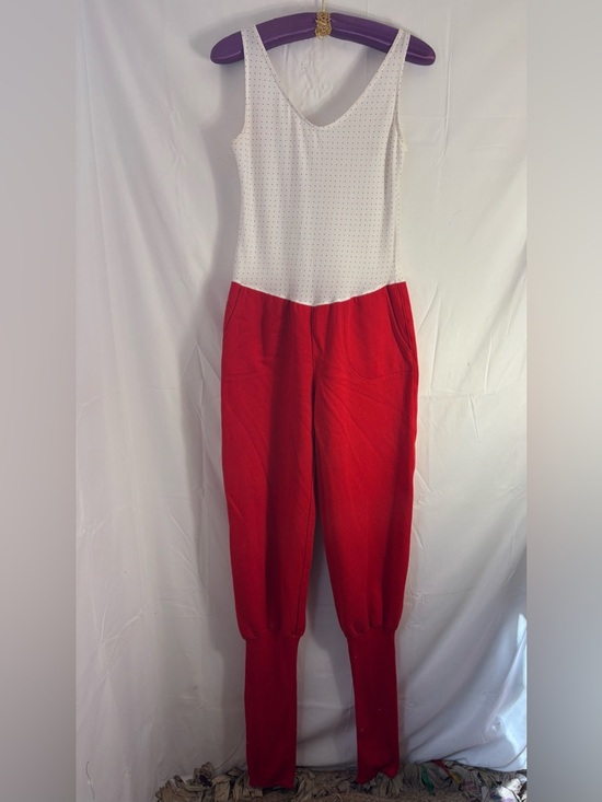 American Vintage Pants - VTG Clown Core White + Red Polka Dot Jumpsuit Maximalist‎ Size S